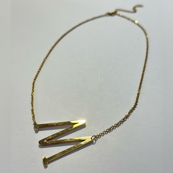 Jewelry - Sideways Y2K Gold Initial 'M' Necklace Asymmetrical
